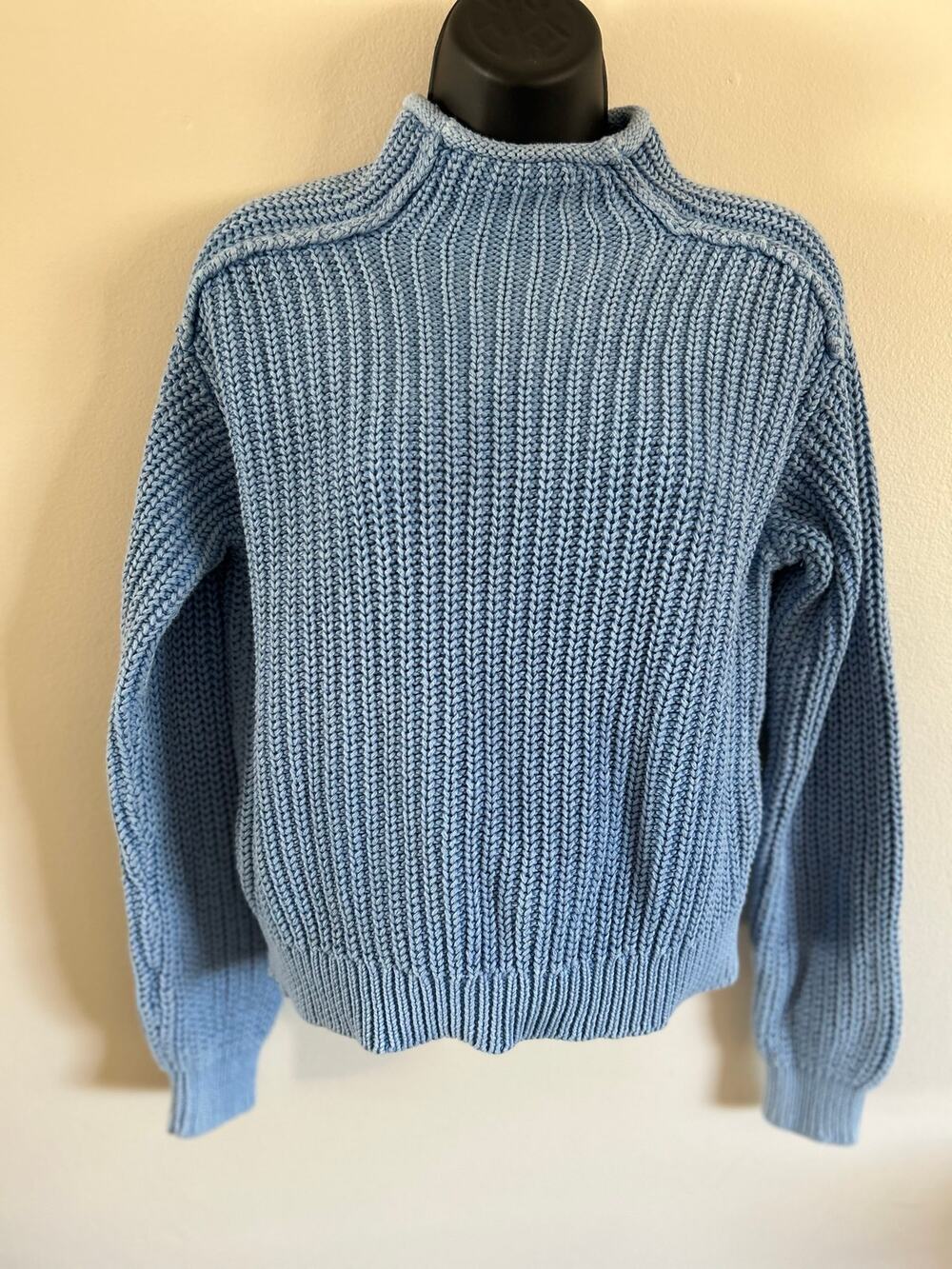 Z Supply Blue Cotton Mock Neck Chunky Knit Sweater XS - Picture 1 of 9